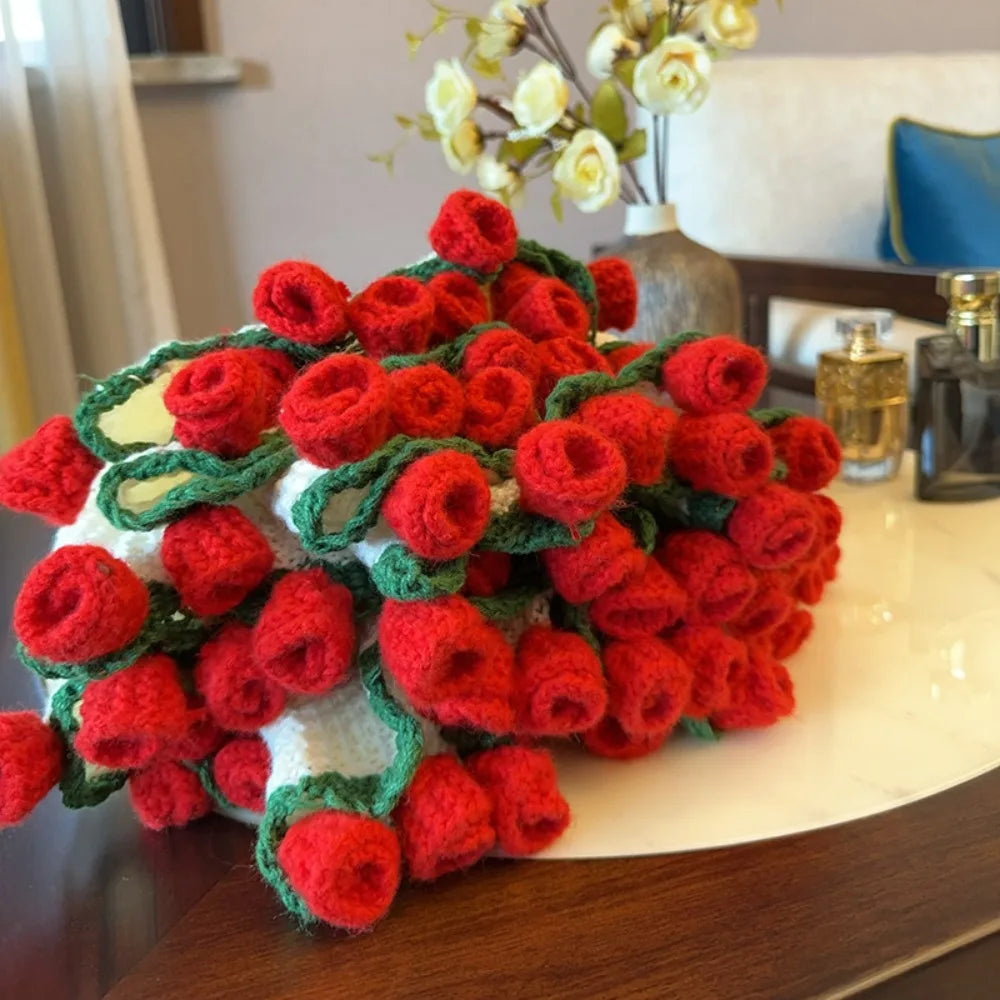 بطانية كروشيه على شكل باقة ورد ناعمة ورومانسية