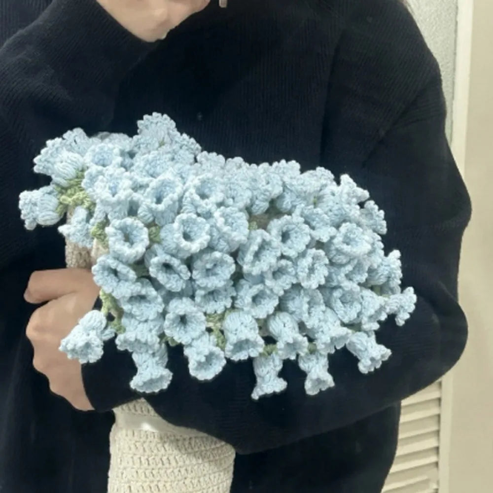 بطانية كروشيه على شكل باقة ورد ناعمة ورومانسية