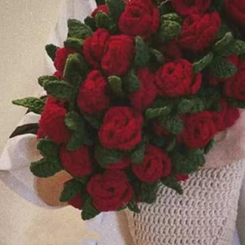 بطانية كروشيه على شكل باقة ورد ناعمة ورومانسية